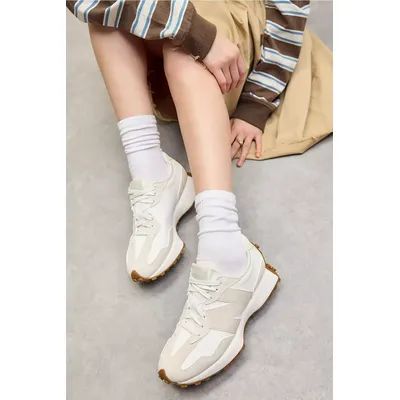 New Balance Linen & Beige 327 Trainers - Cream Shoe UK 4 at Urban Outfitters