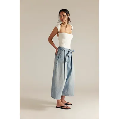 We The Free High Tide Belted Crop Jeans at Free People in Oasis Blue, Size: 27
