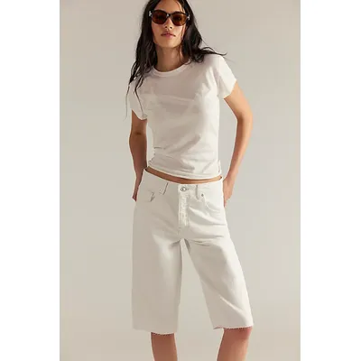 We The Free Jam Session Relaxed Capri Jeans at Free People in Optic White, Size: 27