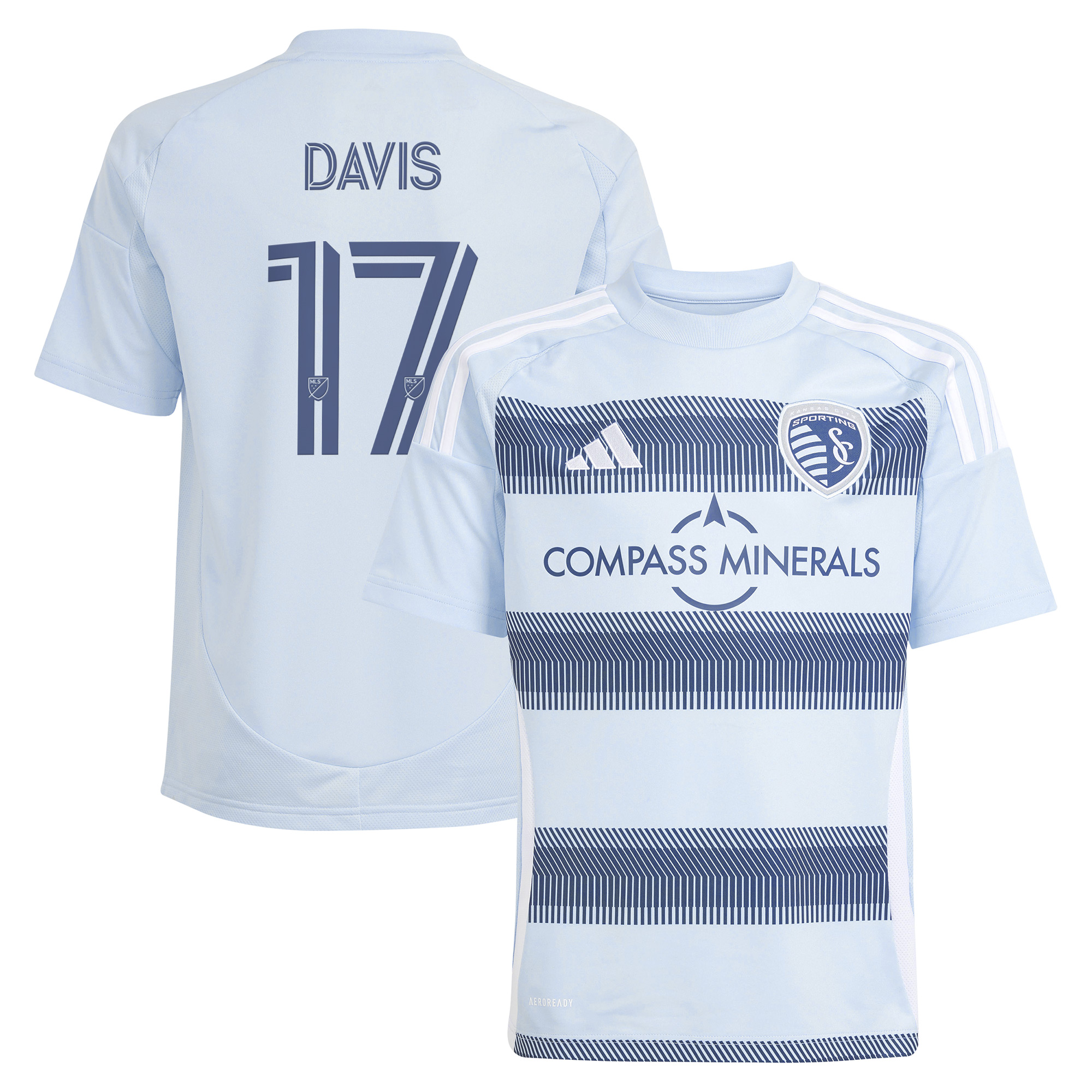 Youth adidas Jake Davis Light Blue Sporting Kansas City 2025 One KC Replica Player Jersey
