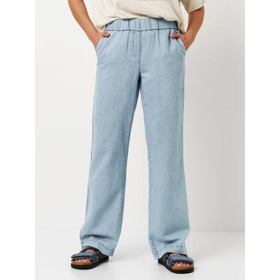 Schlupfhose TONI "Pia Wide", Damen, Gr. 46, N-Gr, blau bleached, Web, Obermaterial: 50% Baumwolle, 25% Leinen, 25% Lyocell, casual, lang, Hosen Schlupfhose, in sommerlicher Qualität mit Leinen Image