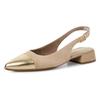 Slingpumps TAMARIS, Damen, Gr. 36, beige (beige, kombiniert), Leder, Lederimitat, elegant, Schuhe, Blockabsatz, Abendschuh, Businessschuh mit goldfarbenem Besatz