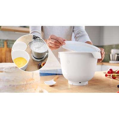 BOSCH Küchenmaschine "Serie 6 MUMS6EW18, 2 Schüsseln (Edelstahl, Kunststoff), Deckel, weiß", weiß, B:32cm H:33cm T:38cm, Küchenmaschinen, 7 Stufen, Knethaken/Rühr-/Silikonbesen, spülm.fest, Schüssel BPA-frei Image