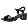 Sandalette TAMARIS, Damen, Gr. 41, schwarz, Lacklederimitat, elegant, Schuhe, Blockabsatz, Festtagsschuh, Abendschuh, Klett unter der Zierschnalle
