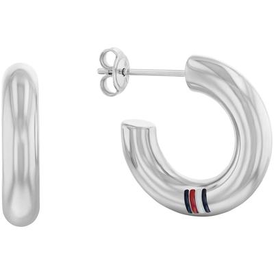 Paar Creolen TOMMY HILFIGER "CIRCLES, 2780948, 2780949", silber (edelstahlfarben), Ohrringe, Damen, Edelstahl, mit Emaille Image