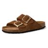 Pantolette TAMARIS, Damen, Gr. 40, braun (cognac), Veloursleder, casual, Schuhe, Hausschuh, Schlappen mit zwei verstellbaren Schnallen
