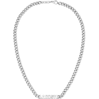 Panzerkette LACOSTE "SCRIPT, 2040474, 2040475", silber (edelstahlfarben), Halsketten, Herren, Edelstahl, L: 56cm B: 7mm, B:7mm Image