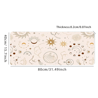 TEMU Sun, Moon And Stars Large Mouse Pad White Desk Mat With Non-slip Rubber Base Stitched Edge Gaming Mousepad 31.5*15.7in, For Work, Game, Office, Home Image