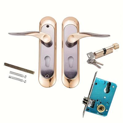 TEMU 1 Set Modern 3-key Double Door Lock With Brushed - Touch & Remote Control, Under Door Mounting, Security Features Image