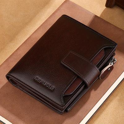 TEMU 1pc Men's Short Wallet, Retro Top Layer Cowhide Multifunctional Card Holder Image