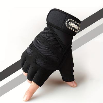 TEMU 1 Pair Half-finger Non-slip Fitness Gloves, Breathable Workout Gloves, Suitable For Dumbbell, Weightlfiting, Strength Training, Riding Image
