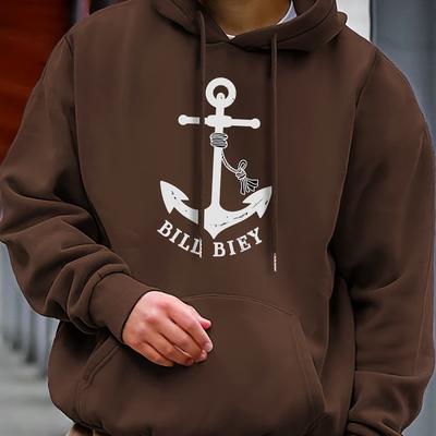 TEMU Men's Casual Hoodie Sweatshirt With Geometric Design, Long Sleeve, Regular Fit, Knit Fabric, Polyester 100%, With Pocket, Hooded, For Spring/fall - 1pcs Image