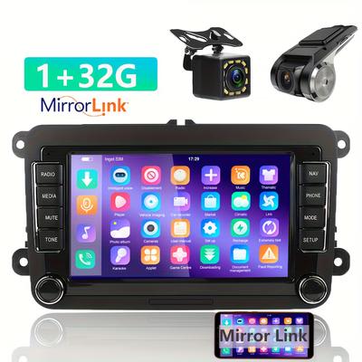 TEMU Podofo 7 Inch Car Radio Android13 2din For Vw For Golf 5 For Golf 6 For For Seat For For For Caddy For For Tiguan 1g 32g Car Radio With Navi Gps Wifi Wireless Fm +dvr Camera +rear View Camera