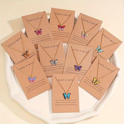 TEMU 10/5pcs Fashionable Simple Elegant Drip Oil Card Paper Necklace Set, For Holiday Party Date Gifts And Casual Attire Image