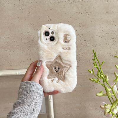 TEMU Autumn And Winter New Embroidered Stars And Moon Plush Mobile Phone Case For 15 14 11 Pro Max Image