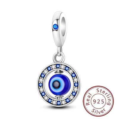 TEMU Elegant 925 Sterling Silver Evil Eye Charm With Accents, Fits Original 3mm Bracelets, Luxurious Women's Jewelry Gift For Weddings And Parties Image