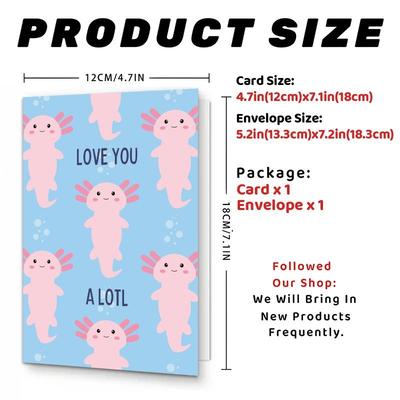 TEMU 1pc Cute Axolotl Valentine Card For Him/her - Anniversary Gift For Husband, Boyfriend, Wife, Girlfriend - Ideal For , Sweet Birthday Present, Valentine Card, Sweet Birthday Gift Image