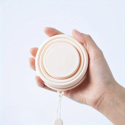TEMU [1pc Portable Folding Silicone Cup] 1pc Mini Folding Silicone Cup 200ml - Portable Collapsible Travel Mug With Hanging Rope, Round Shape, Bpa-free, Hand Wash Only Image