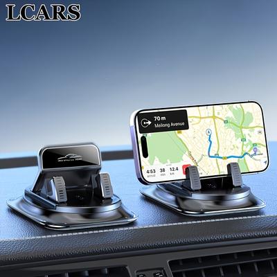 TEMU Lcars 360° Rotatable Car Phone Holder, Abs Material, Silicone Anti-slip Pad For Instrument Panel, Suitable For Car, Office And Home Use Image