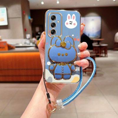 TEMU Galaxya16 5g Diamond Wrist Strap Makeup Mirror Rabbit Phone Holder Case On For Galaxy A16 5g Stand Back Cover Image