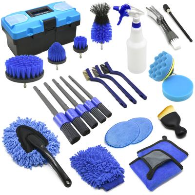 TEMU 26pcs Car Set - Complete Set Of Cleaning Tools For The Interior, Exterior, And Wheels Of The Vehicle, Including Drill Brushes And Accessories, Cleaning Brushes, And Cleaning Tools Image