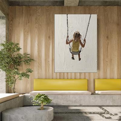 TEMU 1pc Hand-painted Oil Painting On Canvas - Girl On Swing, Fashionable Subject, Wall Art For Home, Office, And Dorm Decor Image