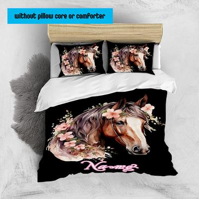 TEMU Animal Set, Custom Name Bedclothes Comfortable 3pcs Bedding Set Includes 1 Quilt Cover And 2 Pillowcases, Beautiful Bedroom Decoration, Availability Image
