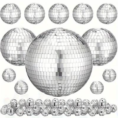 TEMU 35pcs Silvery Disco Balls Suit-large And Mini Reflective Glass Balls, Suitable For 1970s Party, Graduation Ceremony, Birthday, Etc.-multi-functional Decoration, Suitable For Any Celebration Image