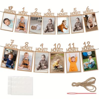 "TEMU German Letter "" 1st Birthday Decoration 's 1st Birthday 13 Months Photo Pull Flag" Image