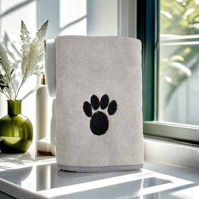 TEMU Ultra-absorbent Microfiber Pet Towel With Embroidered Paw Design - Quick Dry, Soft Polyester Blend For , Ideal For Grooming And Housebreaking, Cleaning Cloth, Uncharged Image