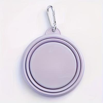 TEMU 1pc Macaron-inspired Portable Silicone Pet Bowl - Collapsible & Durable For Dogs And Cats, Ideal For Outdoor Travel With Secure Hanging Design, In Purple, Yellow, Green, Pink Image