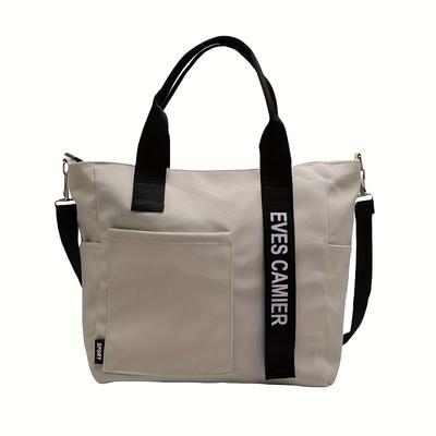 TEMU Multi-pocket Tote Bag - Durable Oxford Fabric Crossbody Travel & Work Shoulder Bag With Adjustable Strap, Multiple Zippered Compartments & Front Pockets For, Daily Use (white/green/blue/black) Image