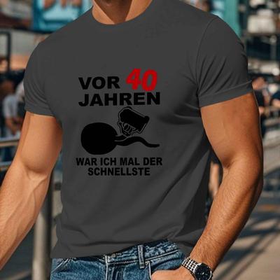 "TEMU Men's Casual Summer Graphic T-shirt - Short Sleeve, Polyester, Black With "" Design, Round Neck, Machine Washable, Lightweight & Breathable For Casual Attire" Image