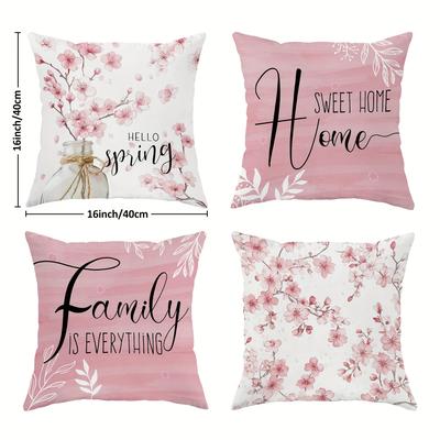 TEMU 4pcs Throw Pillow Covers Soft Decorative Pillowcases 1 Sided Printing Velvet For Summer Living Room Bedroom Sofa Bed Decor Without Pillow Inserts Image