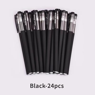 TEMU 24pcs Quick-dry Ballpoint Pens, 0.5mm Fine Tip, Black Ink, Interchangeable Stainless Steel & Plastic Heads, No Batteries Needed, Essential Office & Writing Too Image
