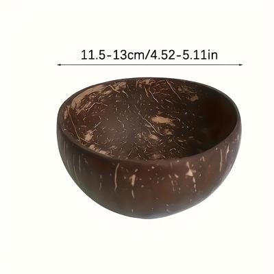 TEMU 6pcs Handmade Natural Coconut Shell Bowls, Made Of Natural Coconut, Twisted Shape Irregular Round - Natural Wooden Salad, Smoothie Bowl - High Quality Utensils With Star Pattern, Gift Image