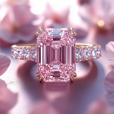 TEMU Elegant 14k Golden-plated Copper Ring With Pink Cubic Synthetic Zirconia – Symbol Of , Perfect Gift For Birthdays, Christmas, And Anniversaries Image