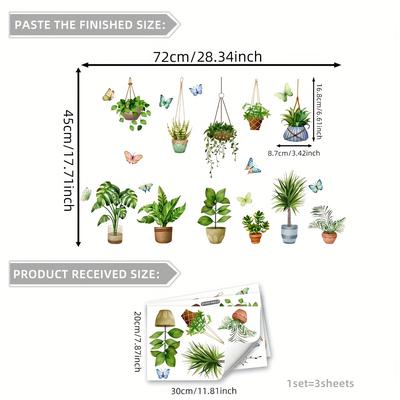 TEMU 1 Set Of 3 Hanging Basket Plants Single Layer Electrostatic Glass Sticker For Window Decoration Self-adhesive D13527-kn Image