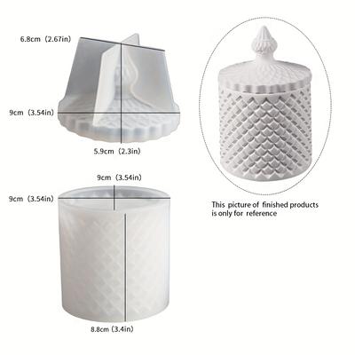 TEMU 2pcs/set Silicone Jar Molds With Lid, Silicone Candle Holder Mold For Resin Plaster Cement Concrete Casting, Silicone Storage Box Mold For Diy Art Crafts, Image