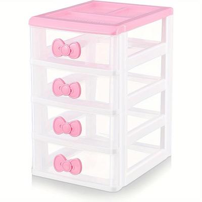 TEMU 4-tier Plastic Storage Organizer, Countertop Cosmetic Drawer, Desktop Organizer, No Electricity Needed, Bathroom & Office Accessory Image