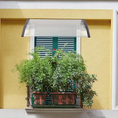 TEMU Transparent Polycarbonate Front Door Canopy With Uv Protection & Rain Cover, Sleek Grey Frame - Pent For Shops, Restaurants, And Homes Image