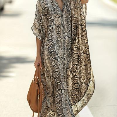 TEMU Beach Cover-up Ethnic Print Bikini Resort Skirt Kaftan Robe Image