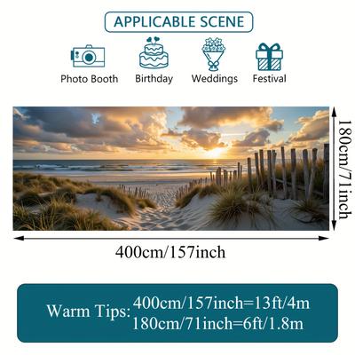 TEMU 1pc Versatile Beach Scene Photography Garage Door Decoration Banner - Large And Vibrant, Easy-to-install, Outdoor Celebrations, Parties, And Special Occasions Image