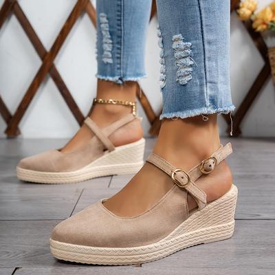 TEMU Women' Cap-toe Platform Sandals With Closure - Stylish Summer Footwear For Casual Attire, Casual Footwear | Platform Sandals | Captoe Design, High Heel Sandals Image