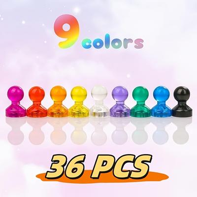 TEMU Colorful Refrigerator Magnets, Round Push Pin Magnets For Bulletin Boards, Whiteboards, Kitchens, Offices, Maps, And Photo Notes, Small Magnets. Image