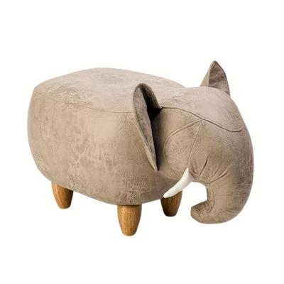 TEMU Animal Stool, 68 X 35 X 36 Cm, Leather, Solid Wood Legs, Upholstered Stool, Elephant Bench, For Bedroom, Living Room, Playroom, Grey Image