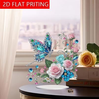 TEMU 2d Flat Printing, Diamond Painting Kit - 1 Set Diy Acrylic Diamond Painting, With Special Shaped Diamonds, Theme Ornament, Suitable For Table Decoration, Unique Irregular Crafts, Ideal Gift Image