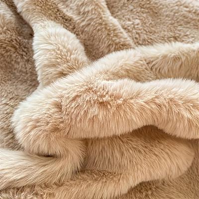 TEMU 1pc Glam Geometric-pattern Polyester 100% Knit Fabric Hypoallergenic Zipper Closure Simple Fur Rabbit Plush Throw Pillowcase, 23in*16in, Machine Washable, For Bedroom And Living Room Decoration Image