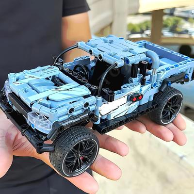 TEMU 1080pcs+ Mixed Color Abs Abstract Theme Toy Car Model Building Kit, With Looping Function, Low Difficulty, For Beginners, Christmas, Thanksgiving, Valentine's Day, Love, White Image