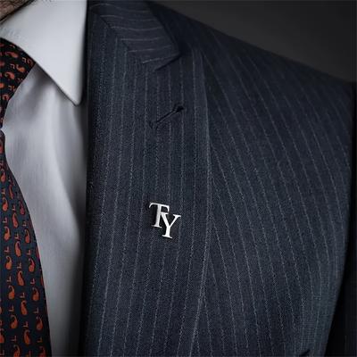 TEMU Stainless Steel Personalized Custom Name 1-2 Initials Simple Brooch, Men's And Women' Participation Wedding Versatile Brooch, Perfect Gift For Image